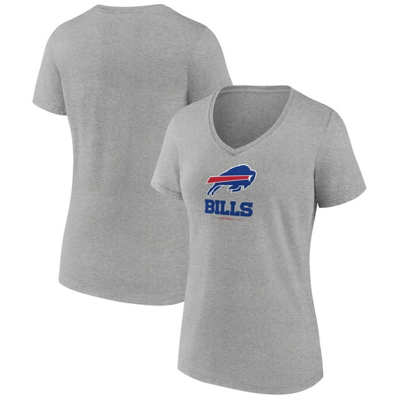 Women's Gray Buffalo Bills Logo Team Lockup V-Neck T-Shirt