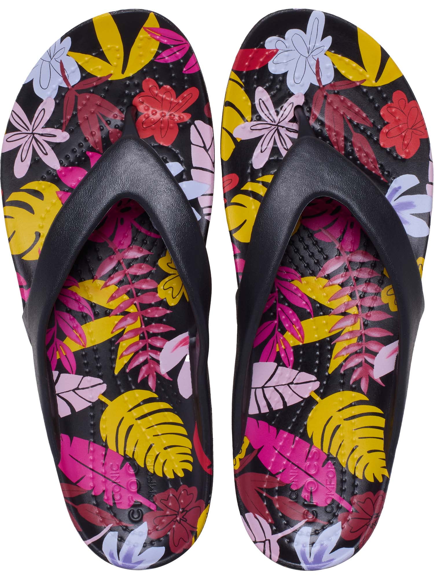 Women's Crocs Kadee II Black Floral Print Flip Flop Sandal