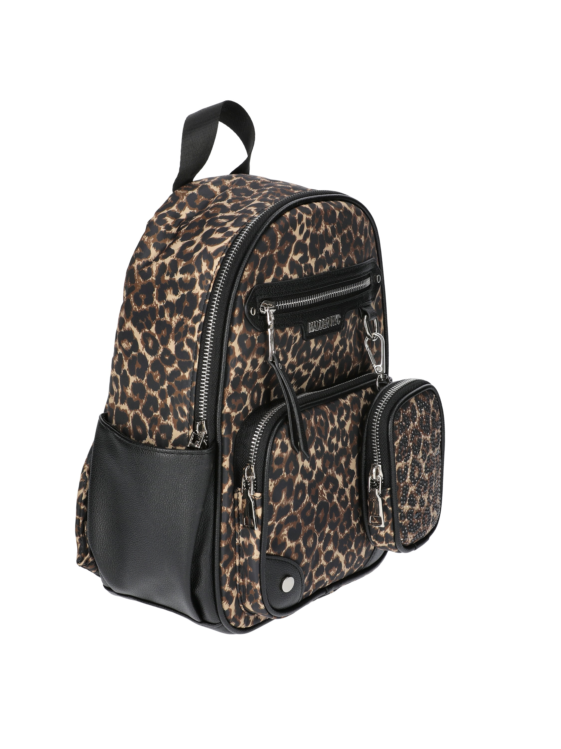 Madden NYC Women's Dome Pocket Nylon Backpack, Cheetah