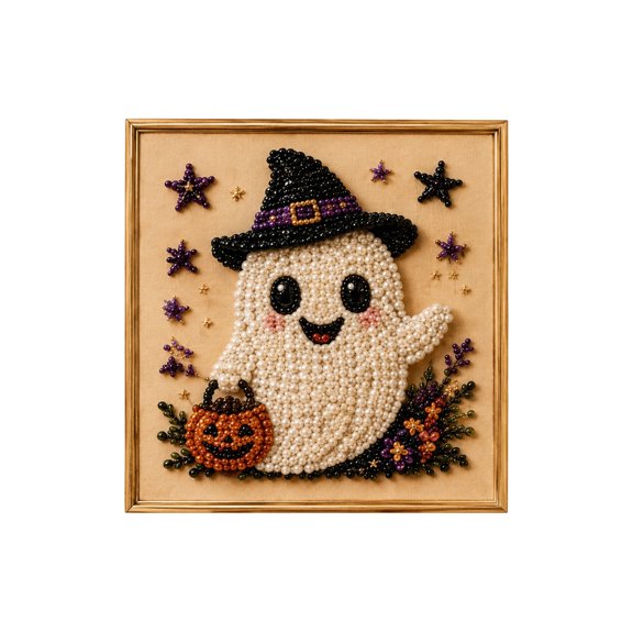 Halloween Pearl Diamond Art DIY Kit, 3D Diamond Painting Crafts Kit for Adults, Halloween Pearl Art Kit, DIY Fall Home HalloweenDecor Wall Art(M)