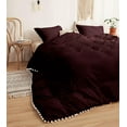 thumbnail image 4 of DNG Creations 5 Piece White Pom Pom Duvet Cover with Zipper Closure, 100% Egyptian Cotton, 800 Thread Cotton ( Oversized King - Solid Wine ), 4 of 5