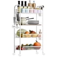 thumbnail image 3 of 5-Tier Rolling Kitchen Cart with Baskets, Stackable Wire Storage Organizer, Movable for Pantry, Bathroom, Laundry, No Tools Assembly, 3 of 8