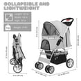 thumbnail image 4 of Pet Stroller (Gray) Dog Cat Small Animals Carrier Cage 4 Wheels Folding Flexible Easy to Carry for Jogger Jogging Walking Travel Up to 30 Pounds with Sun Shade Cup Holder Mesh Window, 4 of 10