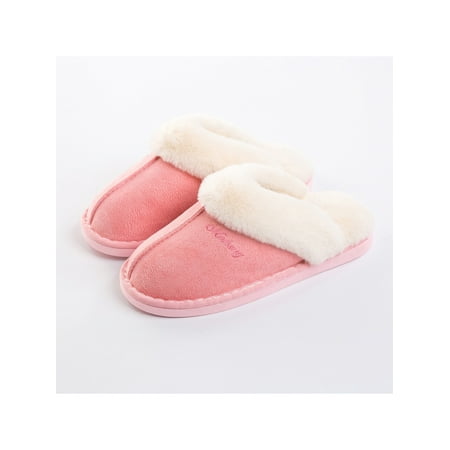 

Rockomi Women Men Fuzzy Slipper Plush Lined Warm Shoes Home Slippers Womens Mens Lightweight Casual House Shoe Non-slip Fluffy Booties Pink US 10-11 Women