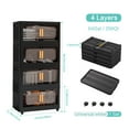 thumbnail image 3 of Black,24" Side Wide Folding Storage Cabinet ,4 Tiers,23.62"×13.78"×48.43",Collapsible Storage Bins with Magnetic Door, Plastic Storage Cabinet with Wheels, 3 of 4