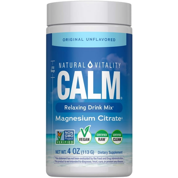 Calm Magnesium Drink Powder | 4 Oz | Unflavored Supplement | by Natural Vitality