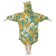 thumbnail image 2 of Dailycode Wearable Blanket Hoodie Oversized Sherpa Flannel Blankets with Pocket for 3-14 Year Old Colorful Daisy Flower, 2 of 7