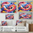 thumbnail image 4 of Designart "Graceful Serpents in Pop Art" Animals Framed Wall Art - Modern Farmhouse Pink Snake Living Room Framed Canvas Art, 4 of 6