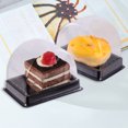 thumbnail image 3 of 50 Pcs Baked Food Packing Box Disposable Box Saver Transparent Plastic Tray Food Storage Box (Half Round Black), 3 of 7