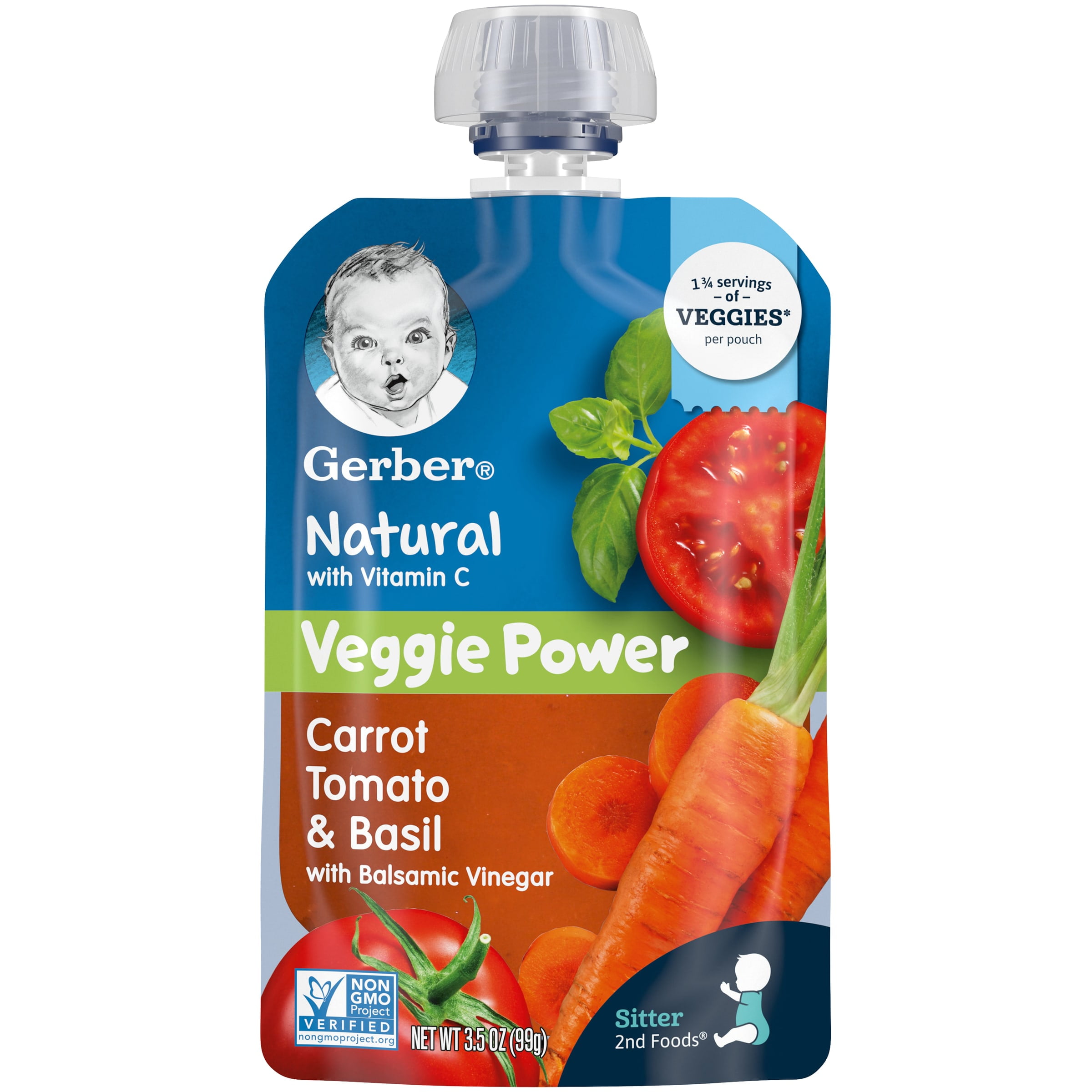 (Pack of 12) Gerber 2nd Foods Natural Veggie Power Carrot Tomato Basil