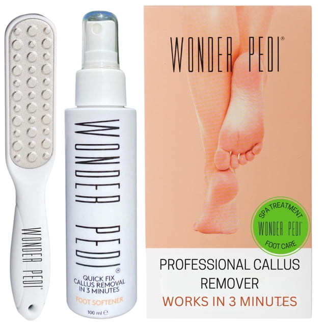 Removedor de callos, spray exfoliante instantáneo para pies, piel muerta, talones agrietados, tratamiento de pedicura suavizante, funciona con cualquier lima para pies. Wonder Pedi (Lima + Spray 3.38
