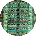 thumbnail image 1 of Ahgly Company Indoor Round Abstract Turquoise Blue Modern Area Rugs, 3' Round, 1 of 4