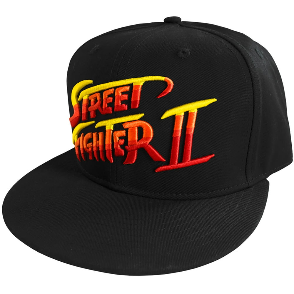Capcom Street Fighter II Logo Flat Brim Snapback Hat - Black - Walmart
