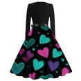 thumbnail image 3 of Fgvctg Womens Valentine's Day Date Night Dress Cute Heart Graphic Vintage Cocktail Dresses Lightweight Crewneck 50s Tea Dress Long Sleeve Dressy Romantic Clothing Cyan L, 3 of 4