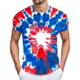 thumbnail image 3 of Jessboyy Tie Dye Shirt Men Short Sleeve Graphic Tee Red and Blue Printed 4th of July T Shirts Summer Tops Independence Day Patriotic Tshirts Multicolor,XL, 3 of 5