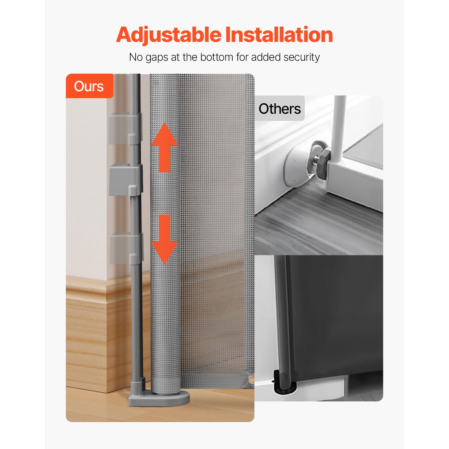 KFFKFF Retractable Baby Gate, 34-inch Height, Expands up to 55-inch Width, Safety Gate for Children or Pets, Durable Mesh Design, Simple Installation for Stairs, Doorways, Hallways, and Play Areas