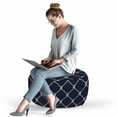 thumbnail image 2 of Navy Blue Pouf Cover with Zipper, Navy Sea Yacht Theme Cool Classic Vessel Design in Vertical Rope Art, Soft Decorative Fabric Unstuffed Case, 30" W X 17.3" L, Dark Blue and White, by Ambesonne, 2 of 5