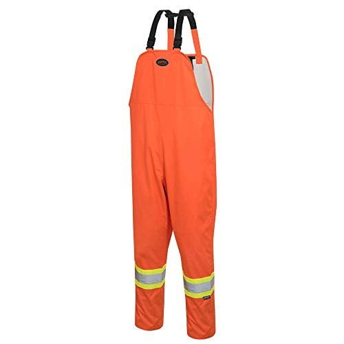 Pioneer Hi Vis Waterproof Bib Pants for Men - Safety Work Overalls - Class 3 - Orange
