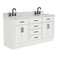thumbnail image 6 of Ariel Hepburn 67 Inch Double Oval Sink Vanity With Carrara White Marble Countertop With 1.5 Edge In White, 6 of 10