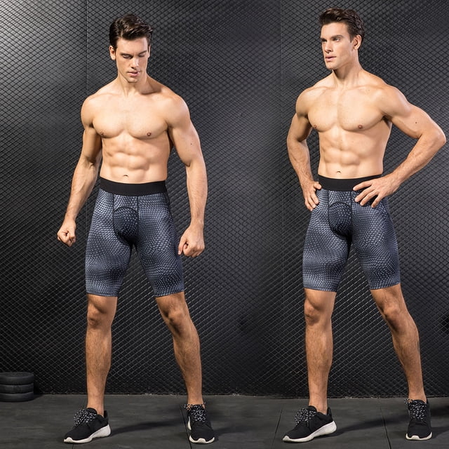 Tignapoo Men's Compression Cycling Shorts with Elastic Waistband, Quick-Dry Fabric, Stylish Printed Design for Running and Workouts - Available in Size S (4005#)