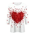 thumbnail image 5 of Inglocry Valentines 3/4 Sleeve Shirts for Women Trendy 2026 Cute Heart Printed Tunic Tops Plus Size Casual Summer Crewneck Blouses Wine 4XL, 5 of 5