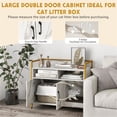 thumbnail image 5 of Litter Box Enclosure, Hidden Litter Box Furniture with Cat Scratching Board, Storage Cabinet, Double Doors and Open Shelf for Bedroom, Living Room, White, 5 of 9
