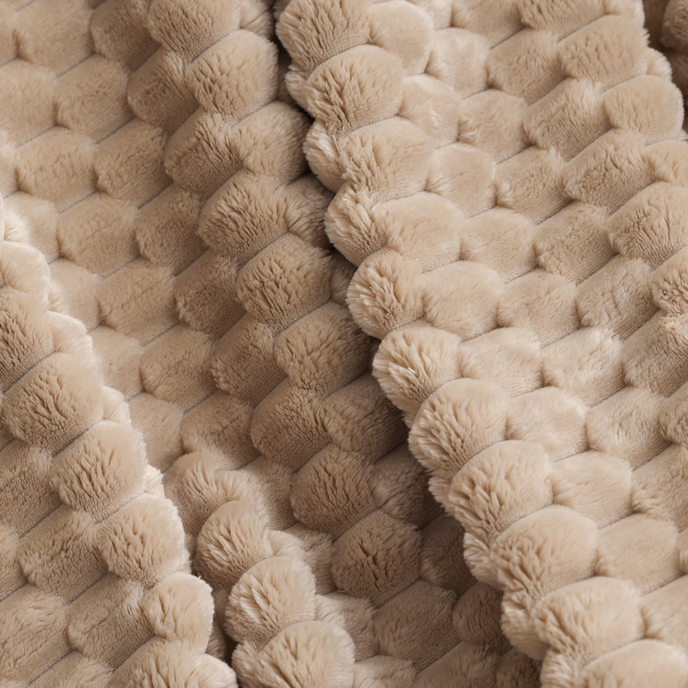 Better Homes & Gardens Textured Velvet Plush Soft Throw Blanket,  Papyrus Beige