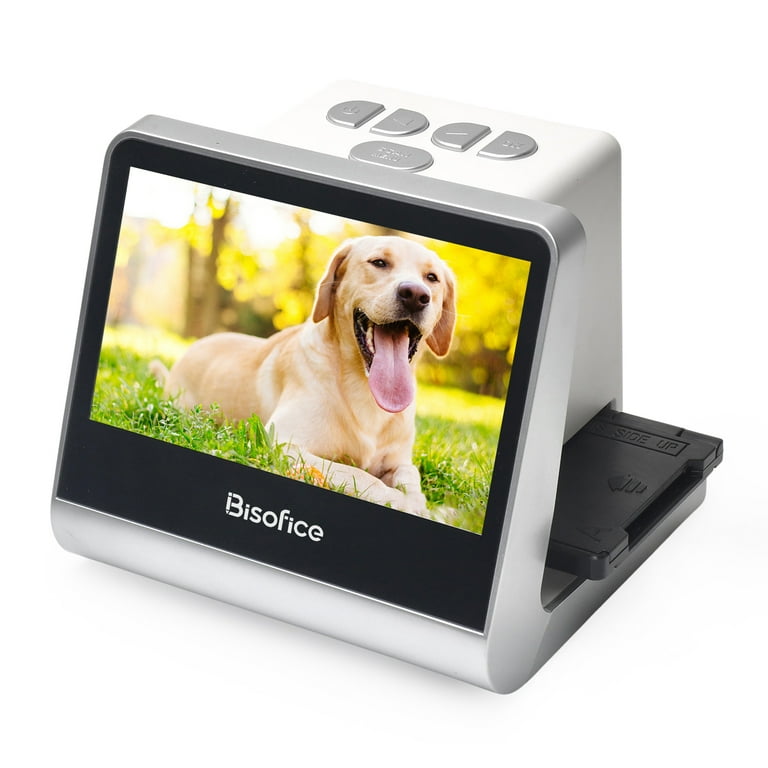 Bisofice Film and Slide Scanner for 135 Film(36*24mm)/126KPK /110  Film/Super8/ Monochrome/Slide to Digital JPEG Photos Built-in 16GB  Memory 5'' LCD Screen Free APP Support with PC Compute T 