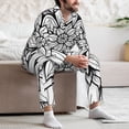 thumbnail image 7 of Naloa Mandala Floral Line Art Men’s Pajamas Set - Long Sleeve Button Down Sleep Shirt and Pajama Bottoms Sleepwear Set-Medium, 7 of 7