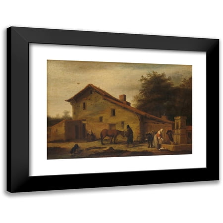 Lambert Doomer 14x11 Black Modern Framed Museum Art Print Titled - An Inn in the Neighborhood of Nantes (1640 - 1660)