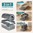 thumbnail image 4 of SHOUFTW Stainless Steel Enclosed Cat Litter Box, 23.62″×15.75″×15.75″Cat Litter Pan, 3 Modes & Double Entrance, Gray, 4 of 7