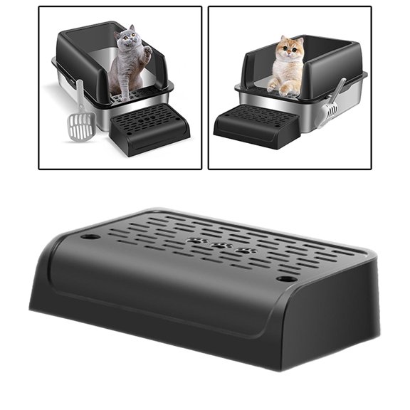 Serenable Cat Litter Case Footboard Cat Litter Ramp Portable Easy to Pedal Step Stool for Pet Litter Tray Bedroom Indoor Cats Black