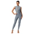 thumbnail image 1 of Raenseen Womens Sparkly Rhinestone Gymnastics Romper Sleeveless Unitard For Rhythmic Dance Competition Grey S, 1 of 5