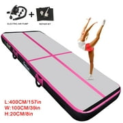 8in Thickness Pink 4m*1m*0.2m Inflatable Air Track Tumbling Gymnastic Carbon Fiber Mat Floor Home Training W/ Pump Fbsport