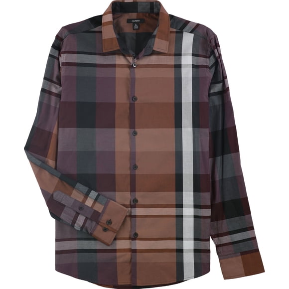 Camisa con Botones a Cuadros Alfani para Hombre Marrón Pequeño