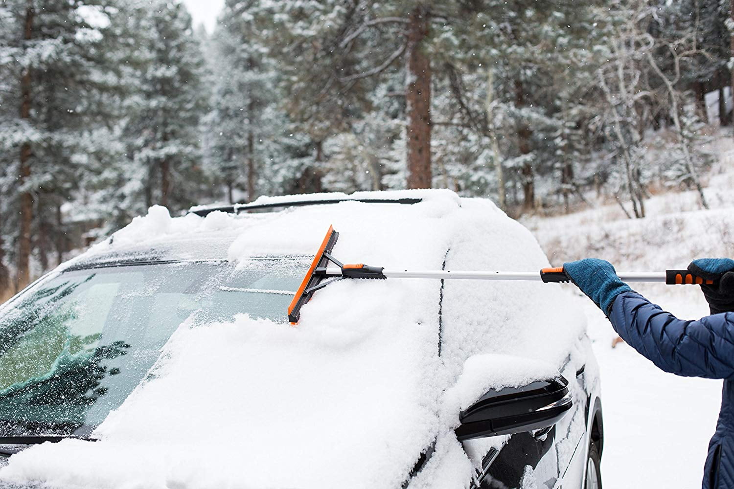 BirdRock Home Snow Moover 46" Extendable Snow Brush with Squeegee & Ice Scraper | Foam Grip | T-Shape Auto Snow Brush | Auto Ice Scraper | Car Truck SUV
