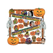 28 Piece FR Happy Halloween Trimorama Pumpkins And Creatures Decorations Kit