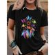 thumbnail image 1 of Camiseta casual de poliéster con estampado de mariposa, manga corta para mujer, ajuste regular, para todas las estaciones, tejido de punto de 180gm², 1 of 6