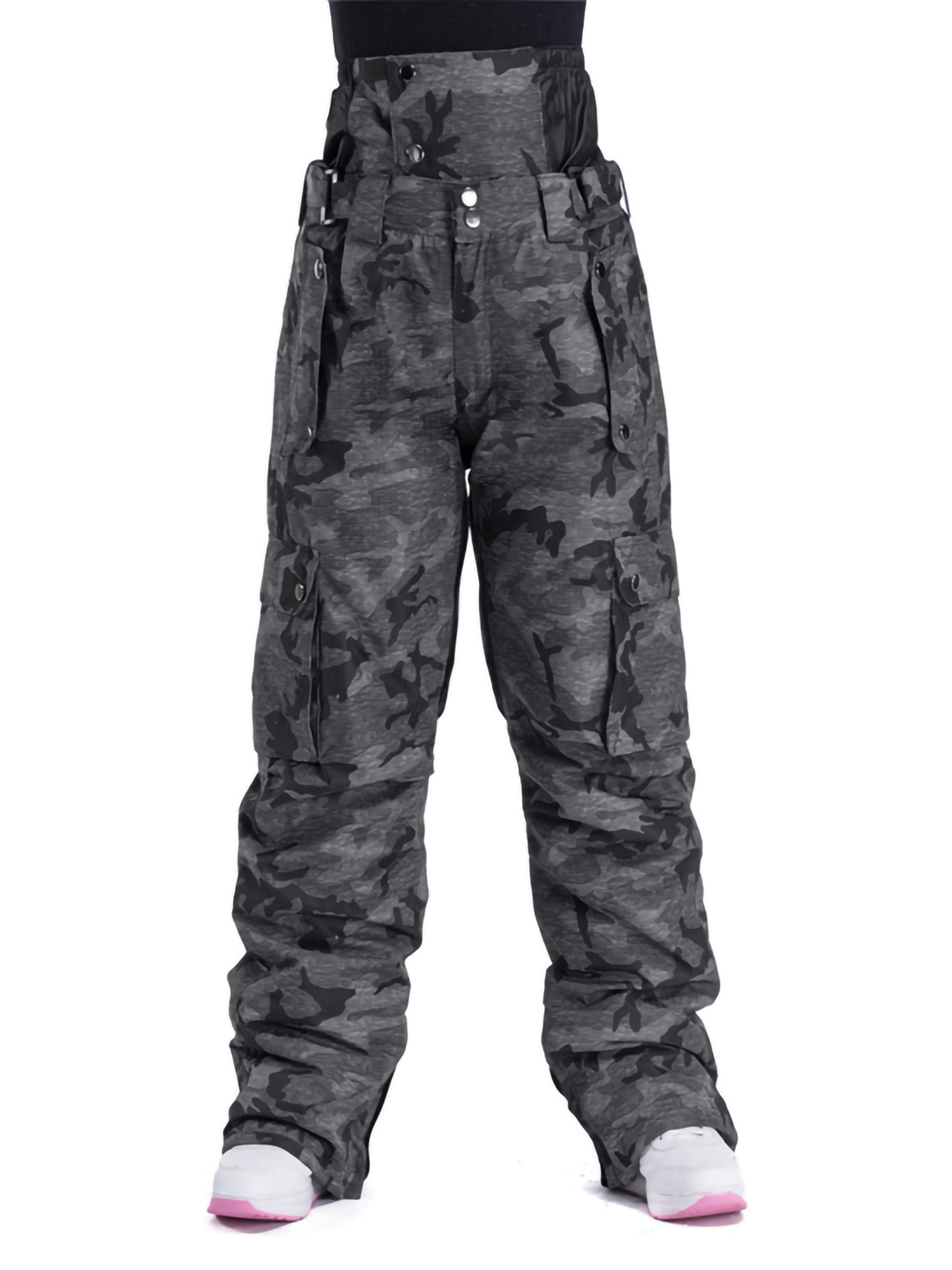 Pudcoco Men Women Winter Warm Ski Trousers High Waist Snow Pants