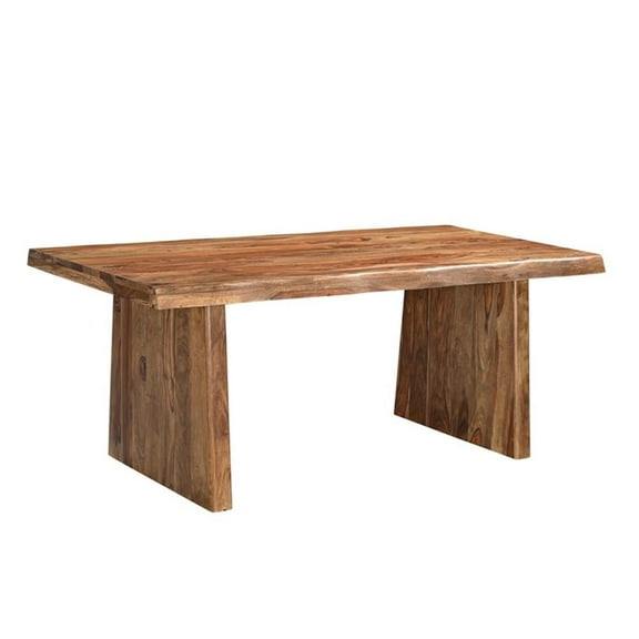 Taran Designs Darcy 74" Live Edge Solid Wood Dining Table in Brown