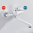 thumbnail image 4 of Black Wall Mounted Kitchen Sink Mixer Taps 20cm Swivel Spout Brass Single Lever;, 4 of 6