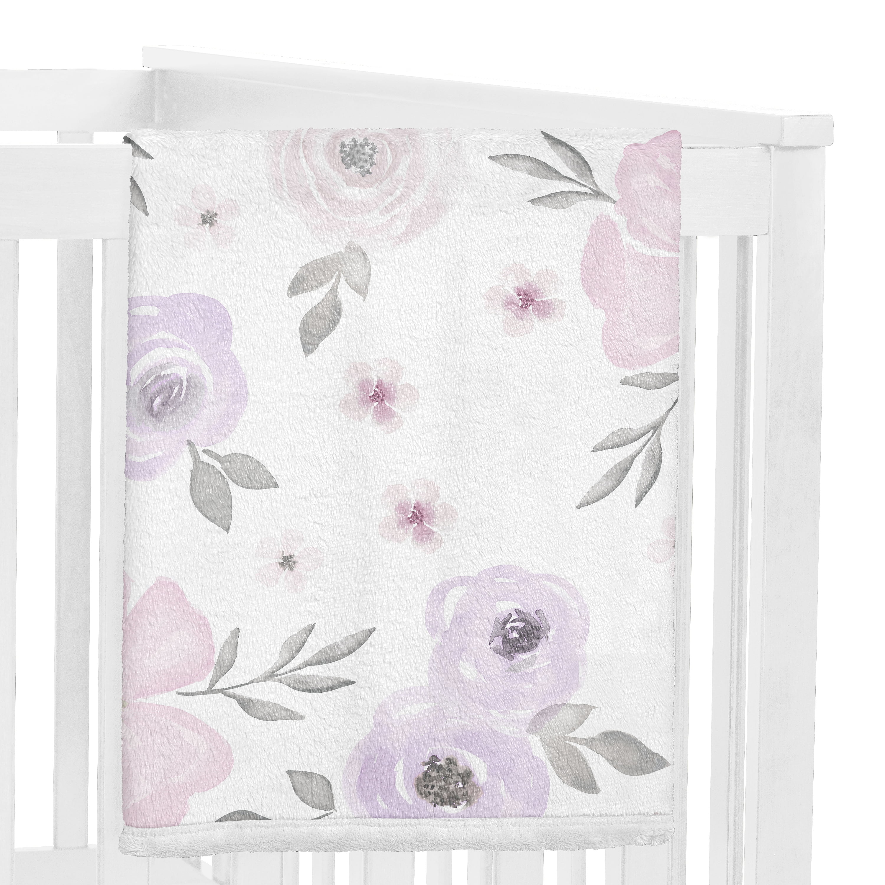 Sweet Jojo Designs Watercolor Floral Lavender and Grey Girl Toddler Blanket Baby Swaddle