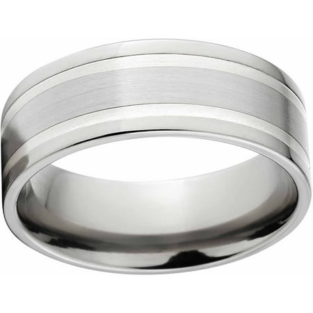9mm Titanium Band with Silver Inlay Brushed Finish And Deluxe Comfort Fit Design