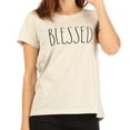 thumbnail image 7 of Rae Dunn Women's BLESSED Short Sleeve Crew Neck Graphic T-Shirt, 7 of 7