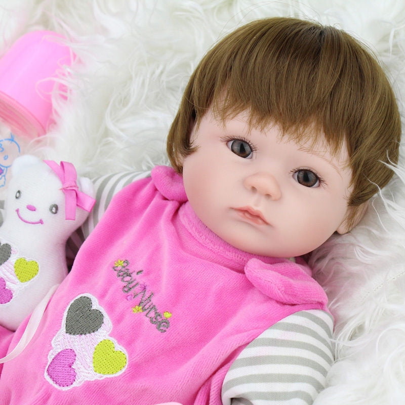 100% Handmade Full Silicone Body Baby Dolls Newborn Vinyl Reborn Lovely Girl 23" 