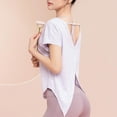 thumbnail image 4 of Camiseta de Manga Corta de Verano para Mujeres Color Sólido Cuello Redondo Camiseta de Manga Corta de Poliéster, Top de Moda Casual para Mujeres Y Niñas, 4 of 5