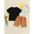 thumbnail image 6 of Aojekbee Baby Boys Summer Outfits Letter Tree Print Short Sleeves T-Shirt and Elastic Shorts for 2 Piece Vacation Clothes Set, 6 of 10