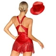 thumbnail image 2 of Alvivi Womens Jazz Latin Dance Costume Sparkly Tassel Dance Leotard Bodysuit with Sequined Hat Red XL, 2 of 7