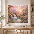 thumbnail image 5 of Pink Blossoms and Waterfall in a Dreamy Forest, Serene Watercolor for Nature Lovers, Botanical Art Decor, Birthday Gift Tapestry Wall Hanging for Bedroom and Living Room, 5 of 7