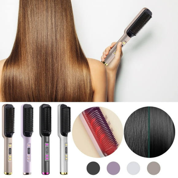 Fiudx Peine Alisador, Generador de Iones Negativos, Revestimiento de Calentamiento Uniforme, Pantalla Led para Una Temperatura Precisa, Peinado Más Rápido, Reduce La Rotura, Cuidado Del Cabello, Tama